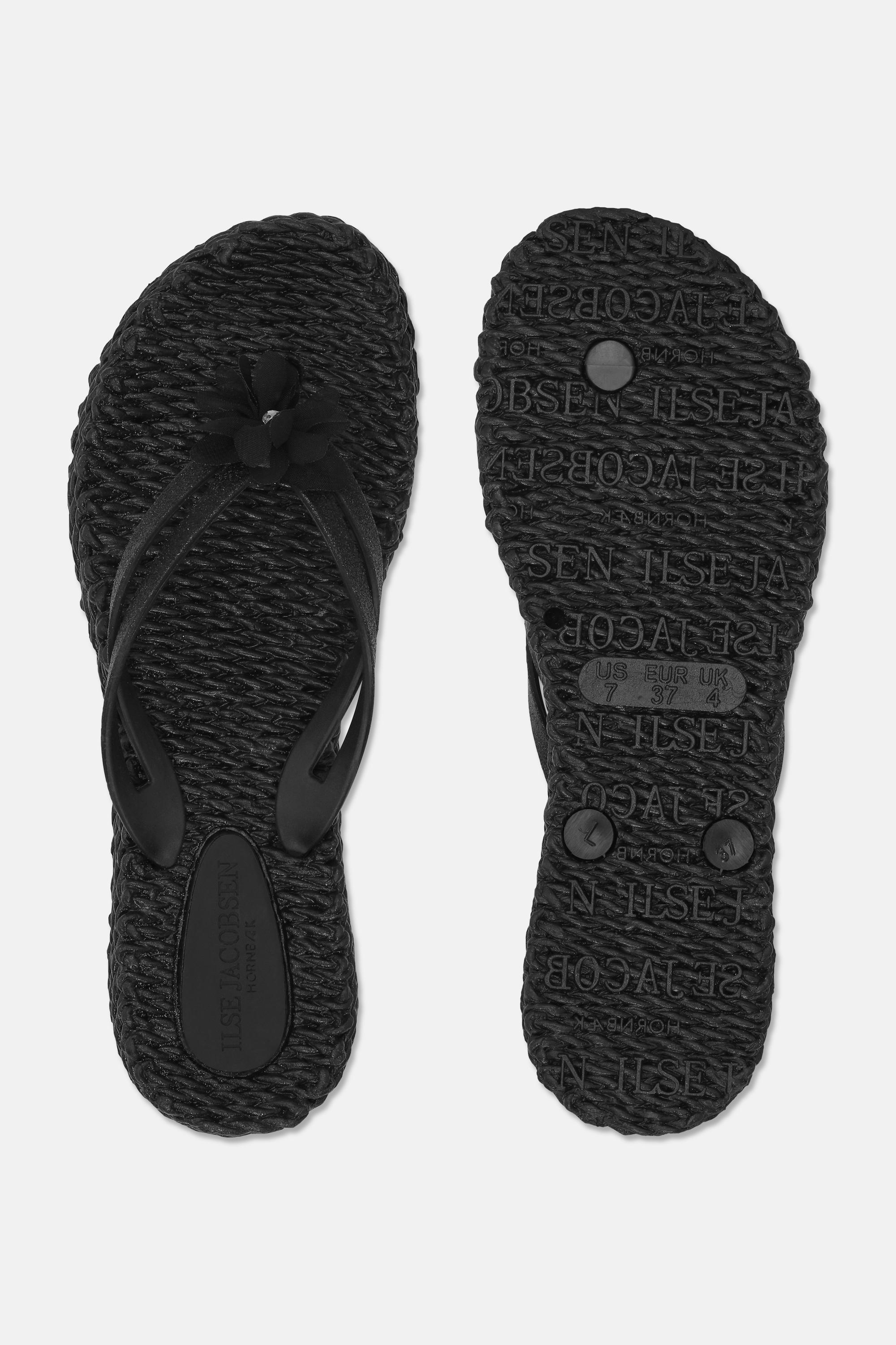 Flip Flops with Flower - Black